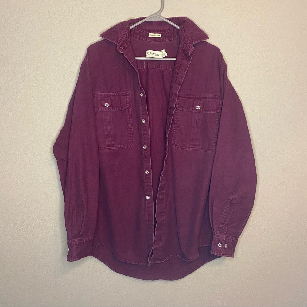 St. John’s Bay Vintage Maroon Chamois Cloth Button Up